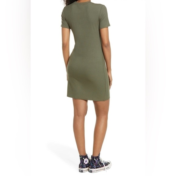 BP Olive Green Ribbed Shirt Sleeve Casual Dress - Picture 5 of 6